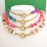 Anchor Clasp Necklace Women Choker Shell Stainless Steel PVD Geometric Chain Basic DIY Gold Color Buckle Waterproof Wholesale