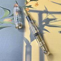 Lovely MAJOHN P140 NO.8 F/M Nib Acrylic Piston Huge Transparent Fountain Pen Ebonite Feed Large Capacity Ink Writing Luxury Pen