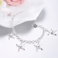925 Sterling silver star starfish chain Bracelets for women Wedding party Wild trend Christmas Gift fashion Jewelry