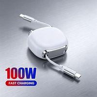 Retractable 100W Type C to Type C Fast Data Cable Mobile Phone USB C PD Super Fast Charger Cord For iPhone Xiaomi Samsung Huawei