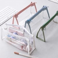 New Transparent Pencil Case Large Capacity Simple Pen Bag Kawaii Cosmetic Bag School Study Stationery Office Supplies