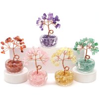 75mm Crystal Money Trees Natural Stones Citrine Amethyst Quartz Healing Gemstones Potted Plant Style Crafts Feng Shui Home Decor