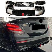 For the Mercedes E-Class W213 2017-2022 ABS Rear Bumper Lip Light Diffuser With Steel Exhaust Muffler Tips Car Accessories