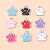 20pcs 15x17mm Cartoon Enamel Dog Paw Footprint Charms Pendants for Drop Earrings Necklaces Bracelets DIY Crafts Jewelry Making
