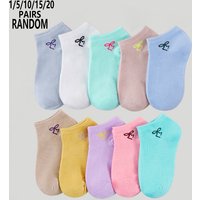 1/5/10/15/20 Pairs Random Women Sweet Bow Ankle Socks, Comfort Sweat-Wicking Breathable Preppy Versatile Daily Short Socks