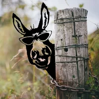 1pc Outdoor Garden Fence Ornament, Donkey Shape Iron Silhouette, Farm Decor Wall Art Home Decoration for Garden Party Decor