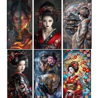 5D Diamond Painting Vintage Japanese Style Samurai Geisha Bonsai Sakura Full Square Round Mosaic Embroidery Cross Stitch Kits