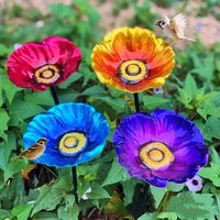 Handmade Metal Bird Bath Stake Weather Resistant Flower Shape Garden Bird Feeder Vintage Style Iron Art Bird Drinking Station