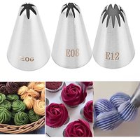 1/3pcs Piping Nozzles Set Stainless Steel Icing Nozzles Cream Cake Piping Tips For Dessert Biscuit Cup Cake, Kitchen Accessories