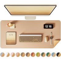Double-Sided Desk Pad, Leather Desk Mat, Eco Cork Desk Pad Protector,Large Mouse Pad,Waterproof Desk Blotter for Office/Home