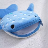 1pc Cute Big Mouth Shark Design Men'S Coin Wallet, Small Wallet, Plush Bag