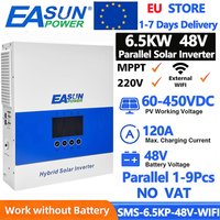 EASUN 6.5KW 4KW 2KW Hybrydowy Inwerter Solarny 48V 24V 12V 230V 120A Ładowarka MPPT Czysta Sinusoida Inwerter Off Grid z WIFI Dostępny w UE