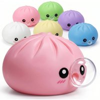 Dumpling Squishies Blow Bubbles Toy Dumpling Squishies Set with Steamer New Bubble-Blowing Squishies, Stretchy Fidget Sensory
