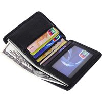 Mens Genuine Leather Slim Bifold Pocket Wallet Black Card holder