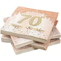 40/20Pc Rose Gold Number 40th 50th 60th 70th Years Old Disposable Paper Napkins for Women Happy Birthday Party Tissue Decoration