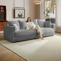 Plush Corduroy Memory Foam Couches Living Room Sofas Couch 104.3 Cloud Couch 4 Deep Seat Convertible Modular Sectional Sofa