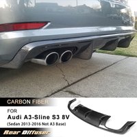 Car Rear Bumper Diffuser Lip Spoiler for Audi A3-Sline S3 8V Sedan 2013-2016 Not A3 Standard Rear Lip Body Kit Carbon Fiber FRP