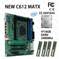 C612 NAS Motherboard Set With E5 2697AV4 4*16GB=64GB DDR4 Suitable For Servers Virtual Machines Routers 4x2.5GE 10xSATA Raid