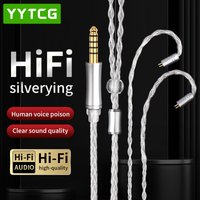 HIFI Audio Earphone Upgrade Cable OFC Silvery Plating MMCX 2Pin 4.4mm 3.5mm 2.5mm Aux Jack for Carat Tangzu Fudu HOLA