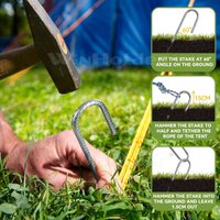 Ground Rebar Stakes Garden Tent Nails Galvanized Steel J Pegs Gardening Anchors Used For Camping Tent Trampoline Swing 10 Pcs