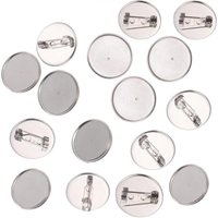 100pcs 15mm/20mm/30mm Silver Brooch Clasps Pin Disk Base Disc Blank Thicken Cabochon Trays for Badge DIY Jewelry Craft