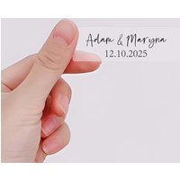 50pcs Personalized Wedding Stickers, Custom Transparent Wedding Stickers, Rectangular Stickers for Name Date, Label Sticker