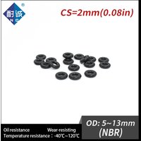 50PC/lot Rubber CS2mm Black NBR Sealing O-Ring OD5/5.5/6/6.5/7/8/8.5/9/10/10.5/11/11.5/12/13*2mm O Ring SealGaskets Oil Rings.-.