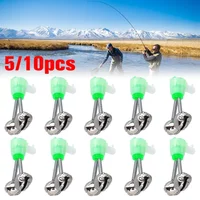 5/10pcs Fishing Bite Alarms Fishing Rod Bells Tip Clip Bells Ring Green ABS Fishing Accessory Outdoor Pole Fish Bites Indicators