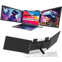 Amoudo 14 Inch Dual Laptop Monitor 1920*1080P IPS Portable Triple Monitor with USB-C Port for 14-16.5" Laptops Windows/Mac Xbox image 3