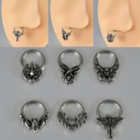 5/1PCS Vintage 316L Stainless Steel Bat/Skull/Dragon/Lizard Septum Nose Ring Hoop Tragus Cartilage Daith Helix Piercing Earring