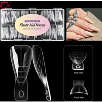 TP 150Pcs/box Short Stiletto Nail Dual Form Acrylic Nail Extension System Tips for Builder Gel Full Cover Nail Art Mold 15 Sizes