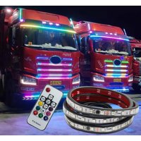 1.5M 2.4M Led Rgb Warning Light Bar Flexibility Waterproof Headlight Atmosphere Decorative Light Strip with Remote 24V for Truck