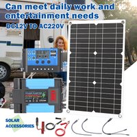 6000W Solar Energy System 12V Inverter Solar Panel Kit with Solar Charge Controller Complete Off-Grid Power Generator for Home
