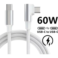 PD 60W USB C Fast Charging Cable 90 Degree Elbow Dual Type C Braided Data Cord For iPhone 15 16 17 Pro Max Samsung Xiaomi POCO