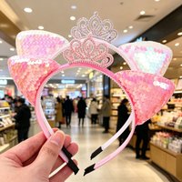 2pcs Cartoon Cat Ear Headbands Sequin Cat Hairbands Party Crown Headband Women Girls Hair Accessories