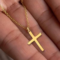 Huitan Women Pendant Necklace Cross Shaped Simple Style Accessories for Daily Party Versatile Gold Color/Silver Color Jewelry