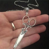 Vintage Scissor Pendant Necklace Women Men Gothic Goth Y2k Steampunk Long Collar Victorian Aesthetic Jewelry Grunge Accessories
