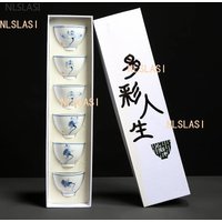 6pcs Jingdezhen Hand-painted Ceramic Tea Cup Set Blue and White Porcelain Master Cup Under Glaze Color Porcelain Pu 'er Teacup