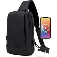 Men Bag Fashion New Solid Color Men Chest Bag Outdoor Casual Fashion One Shoulder Crossbody Bag Nylon USB Charging Shoulder Bags