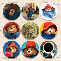 P-Paddington Bear Wood Coaster Set - Heat Resistant For Tea & Coffee, Home Cafe Decor Holiday Gift