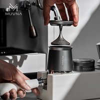 MUVNA 58mm Spinning Espresso Dosing Cup,Stainless Steel Coffee Powder Cup Shaker Funnel/Anti-Static Barista Accessories