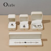 Oirlv Leather Ring Box White Jewelry Box Gift for Wedding Earrings Necklace Box Pendant Bracelet Packaging Box Jewelry Organizer