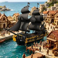 Creative Black Pearl Pirate Ship, 2076 Pcs Model Building Set, MOC Home Shelf Decoration, DIY Perfect Gift for Ship Lovers.