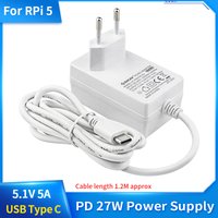 Raspberry Pi 5 PD 27W Power Supply 5.1V 5A USB Type C Power Adapter for EU US UK Plug Optional for Raspberry Pi 5/4B RPI 5