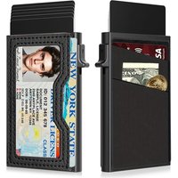 Anti Theft Ultra Aluminum Alloy Pop Up Metal Card Bag, Front Pocket Credit Card Holder with ID Window for Men Casual Office Use
