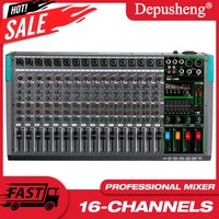 16 Channels Audio Sound Mixer Depusheng Mixing DJ Console USB with 48V Phantom Power 256 DSP Effects Sound Table for stage