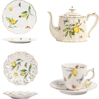 English Retro Ceramic Coffee Cup And Plate Set Home Coffee Cup Breakfast Plate Afternoon Tea Gold Edged Tea Set Kitchenware
