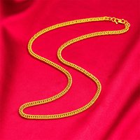 Luxurious 9999 24K genuine gold women's flat chain gold necklace, simple and elegant, exclusive gold jewelry necklace,