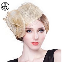 FS Luxury Woman Sinamay Derby Fascinator Hat Wedding Elegant Kentucky Headdress Ladies Horse Racing Festival Small Top Cap Hat