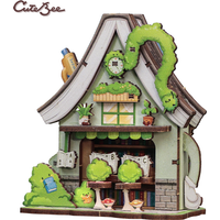 CUTEBBE DIY 3D Puzzle Wooden Doll House with LED Light Bookshelf Insert TaleBox Corner Mini Store Series For Kids Birthday Gift